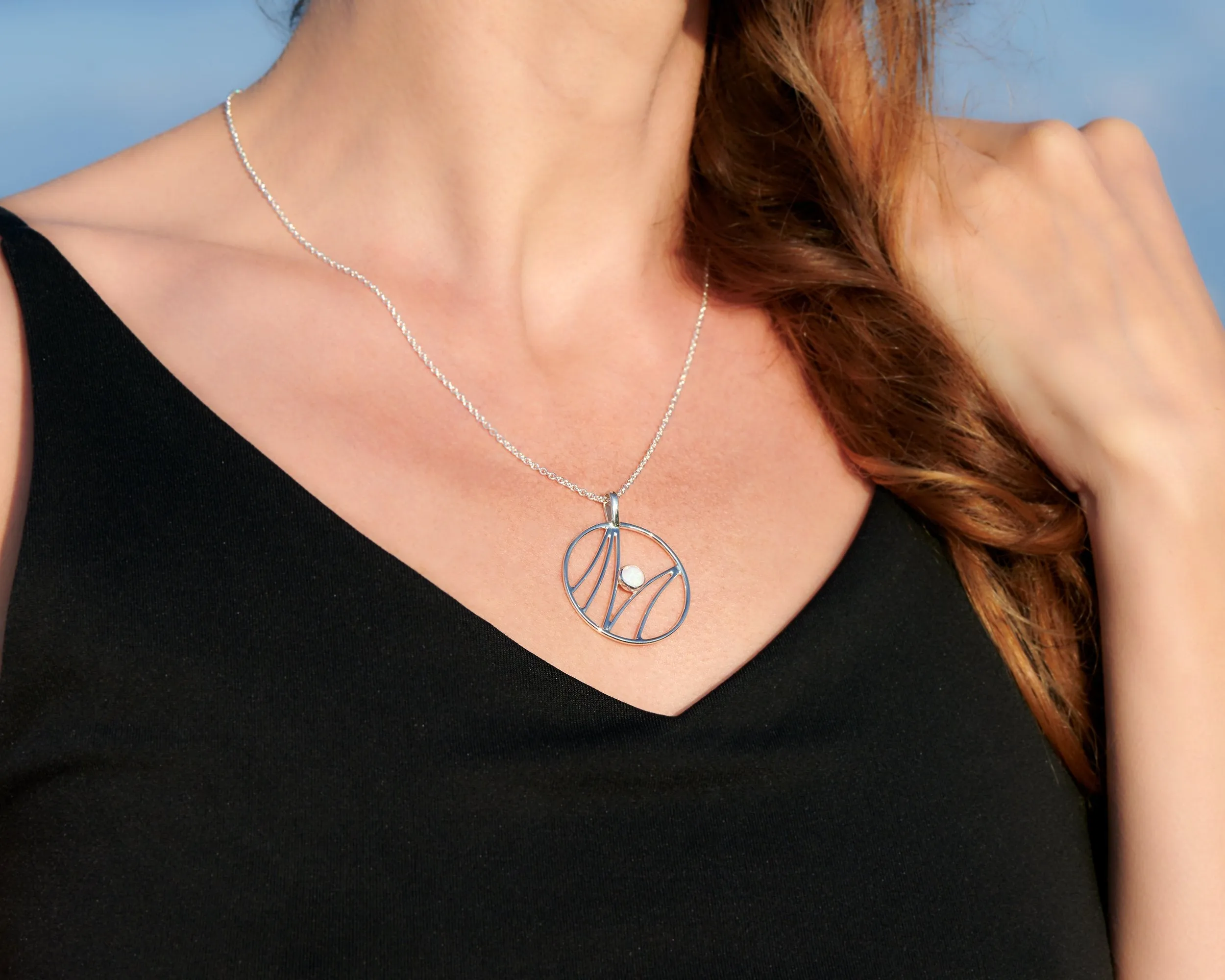 Silver Wave Opal Necklace