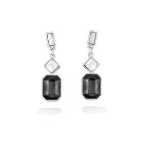 SILVER WHITE CRYSTAL AND BLACK EARRINGS  #FW1203042 (HG2)