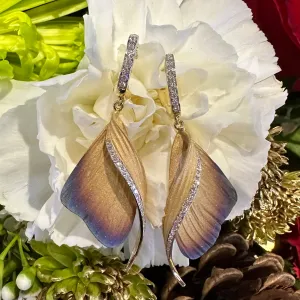 Simon G Diamond Drop Wings 18K Yellow Gold Earrings DE171