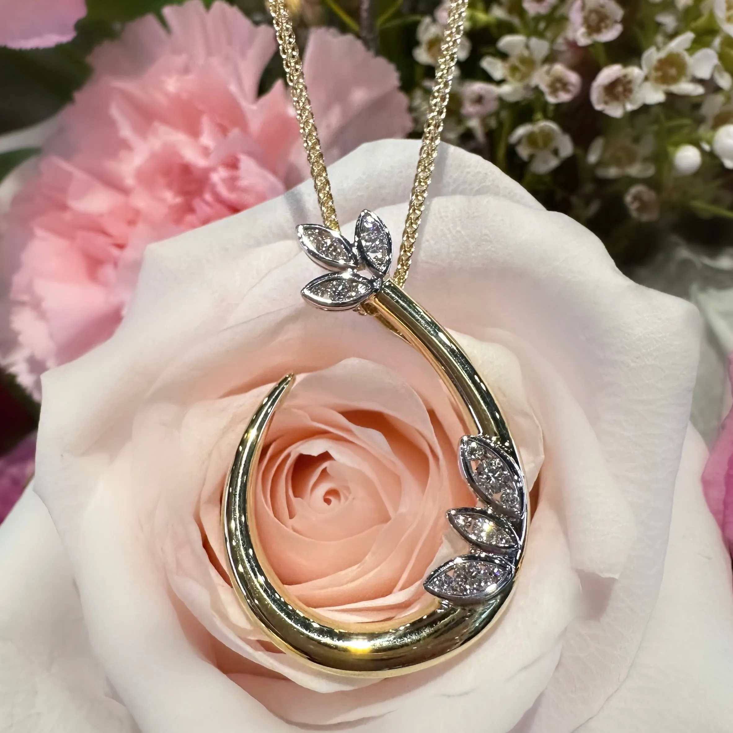 Simon G Diamond Pendant 18K Two Tone Gold Necklace LP4929
