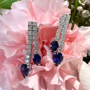 Simon G Sapphire and Diamond Drop Earrings in 18K White Gold LE2317