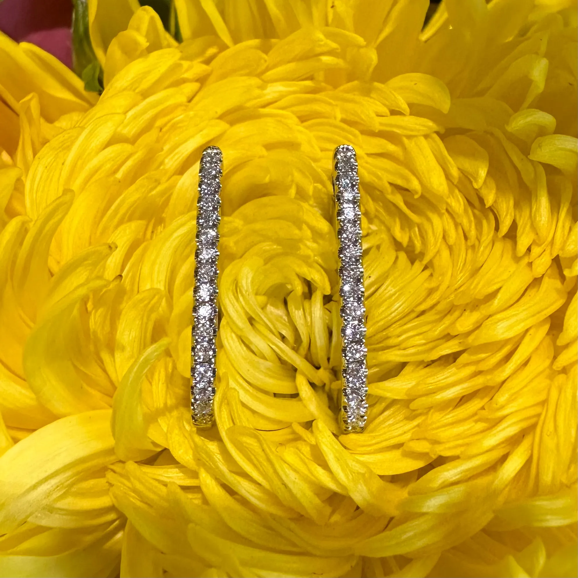Simon G U Link Diamond Hoops 18K White Gold LE4617