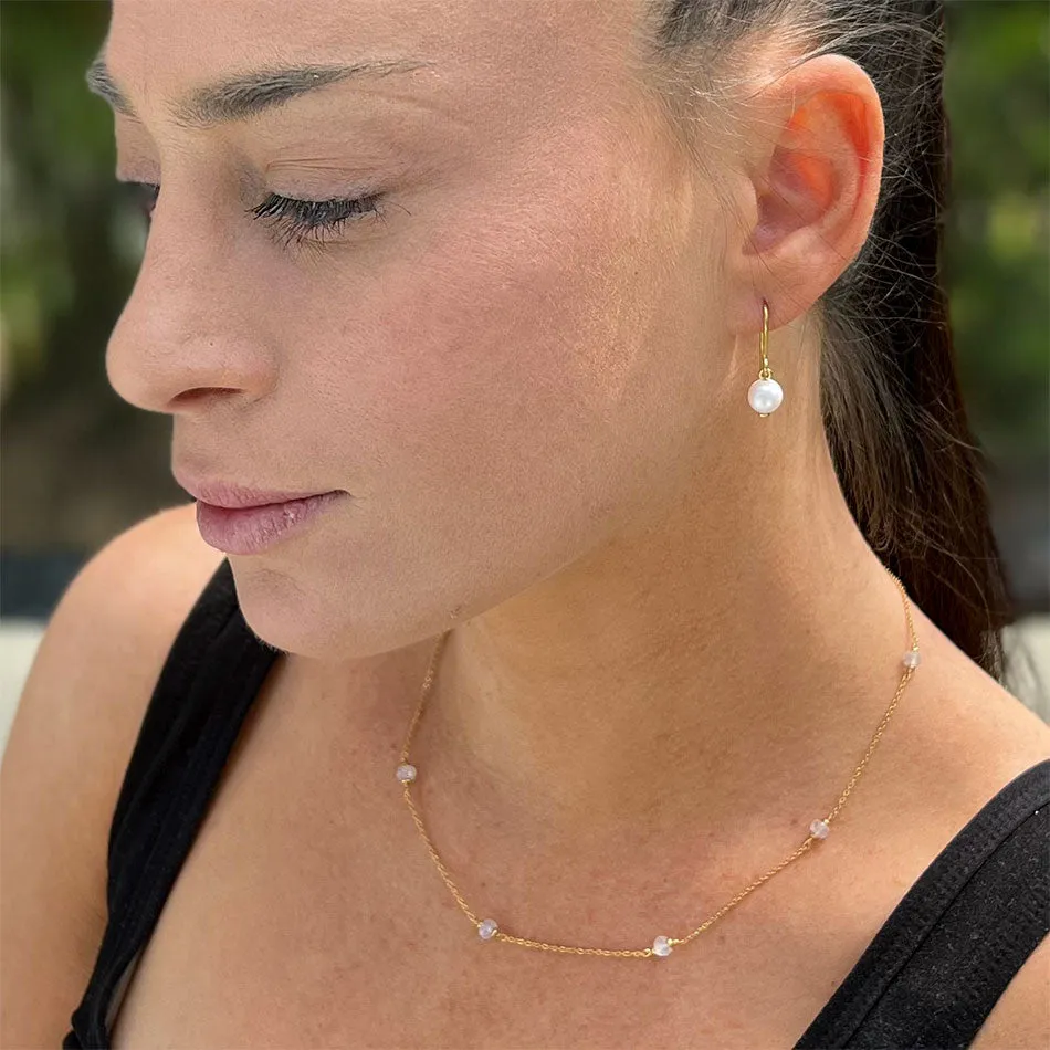 Simplicity Pearl Earrings - Brass, Indonesia