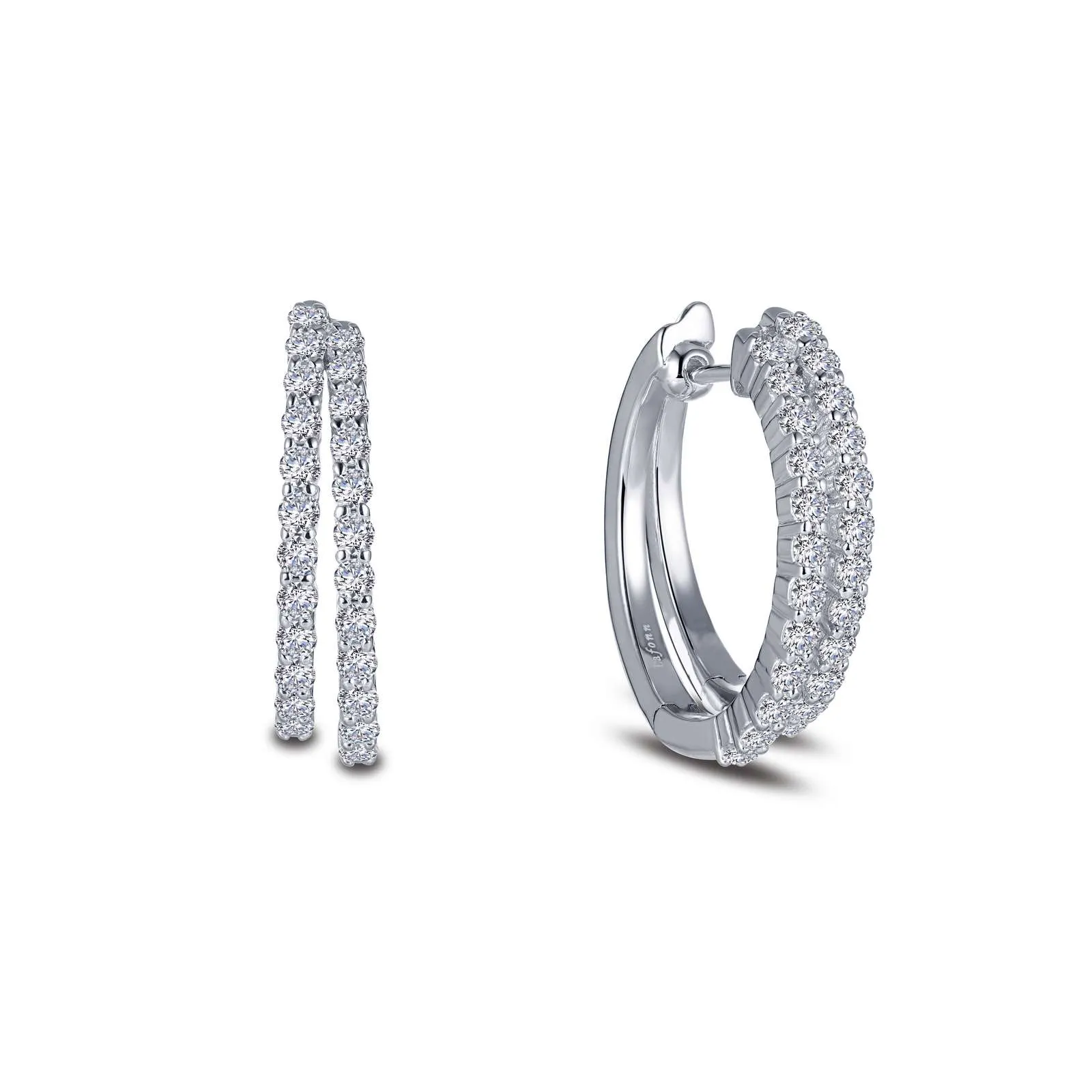 Simulated Diamond Double Hoop Earrings in Sterling Silver
