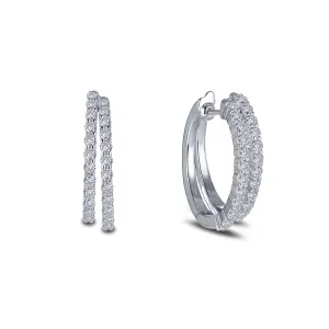 Simulated Diamond Double Hoop Earrings in Sterling Silver