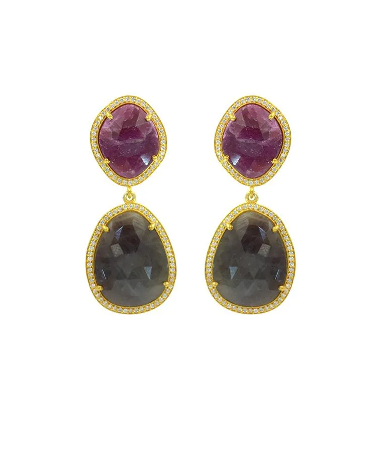 Sliced Sapphire Earrings