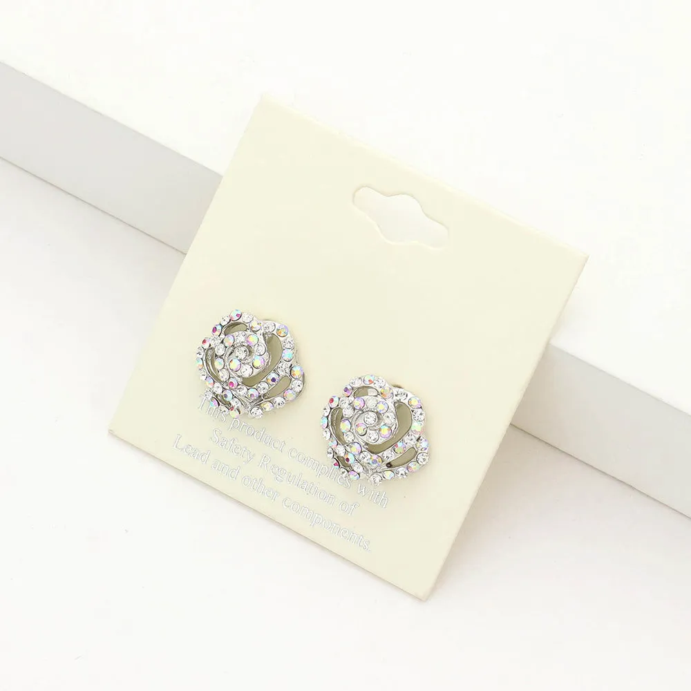 Small AB Crystal Flower Stud Earrings | AB Earrings for Little Girls |  133623