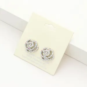 Small AB Crystal Flower Stud Earrings | AB Earrings for Little Girls |  133623