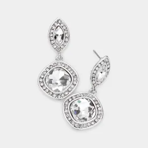 Small Clear Dangle Pageant Earrings on Silver | Interview Earrings | 525336