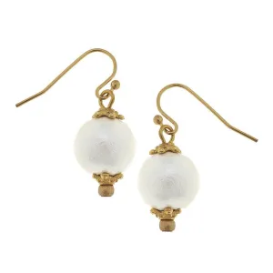 Small Cotton Pearl Dangle Earrings