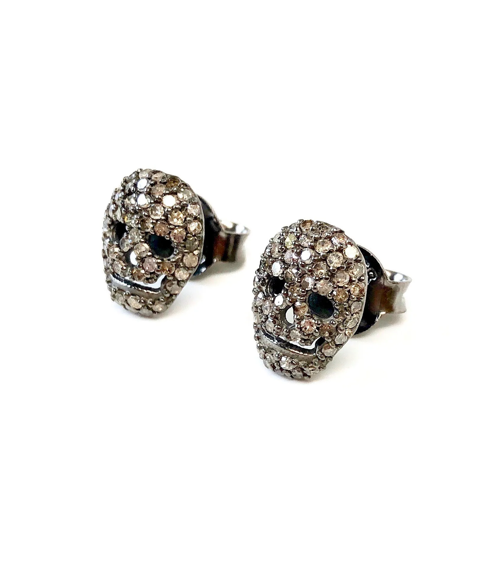 Small Diamond Skull Stud Earrings