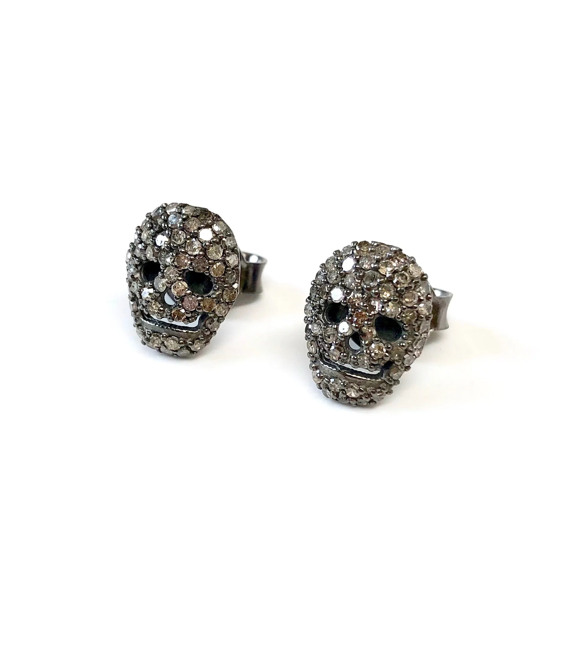 Small Diamond Skull Stud Earrings
