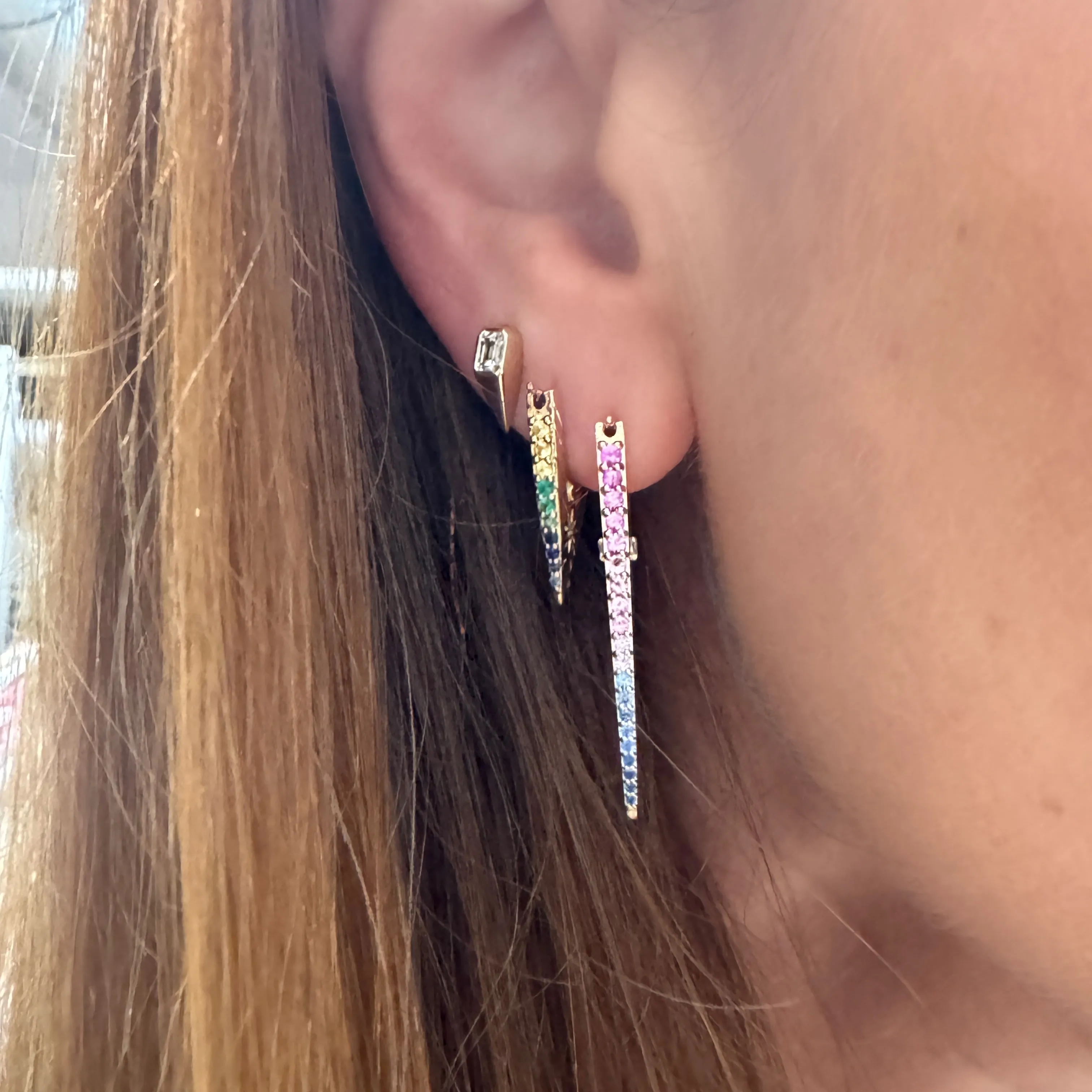 Small Evil Eye V Hoop Earring