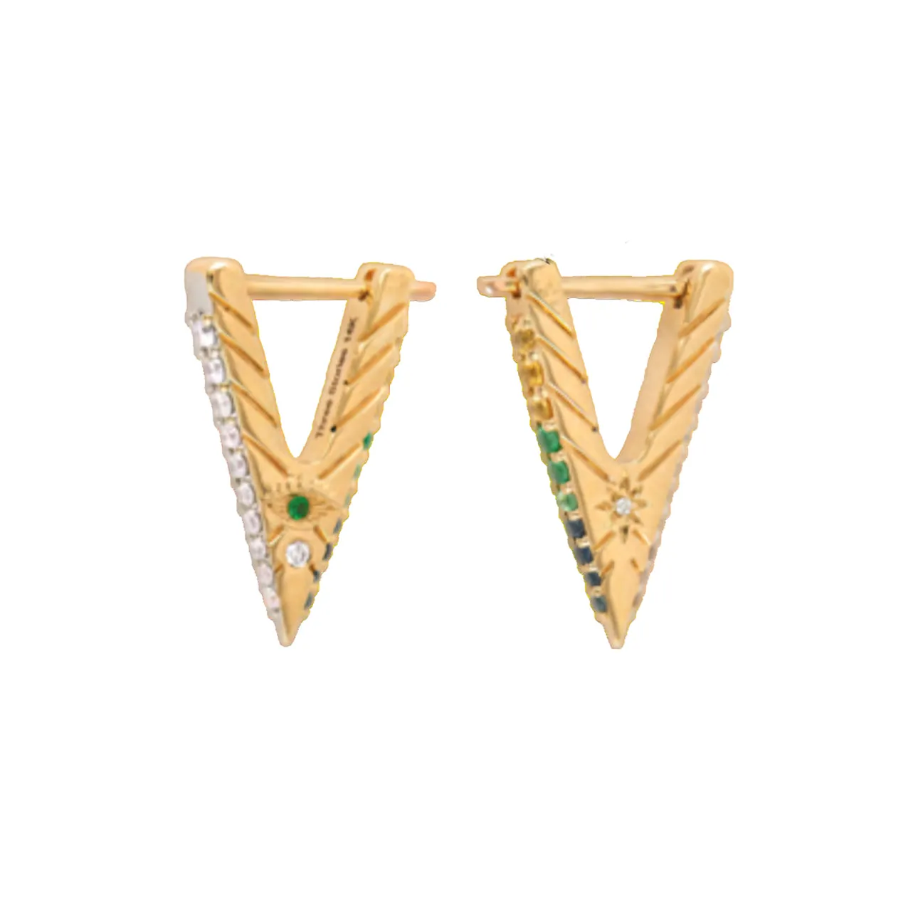 Small Evil Eye V Hoop Earring
