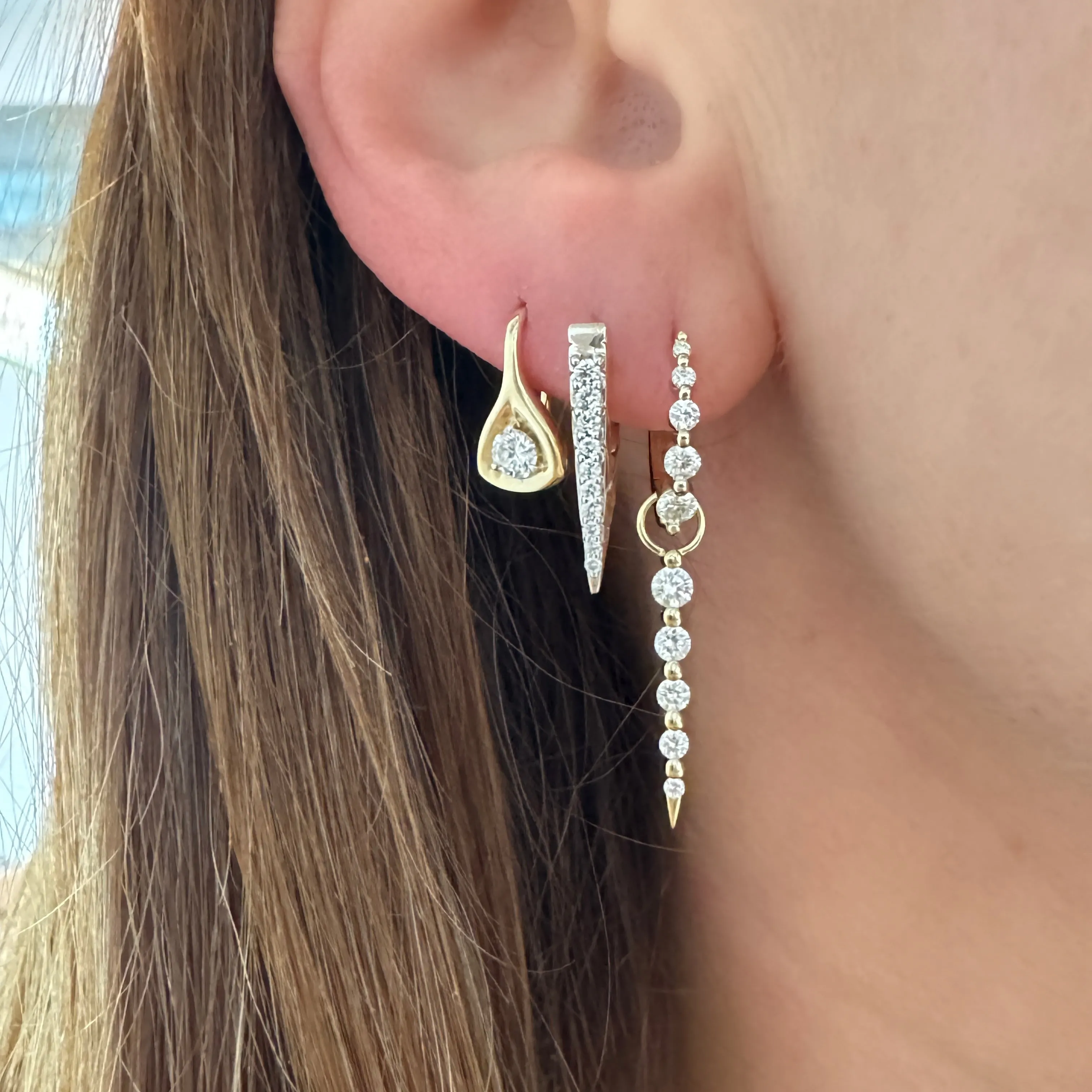 Small Evil Eye V Hoop Earring