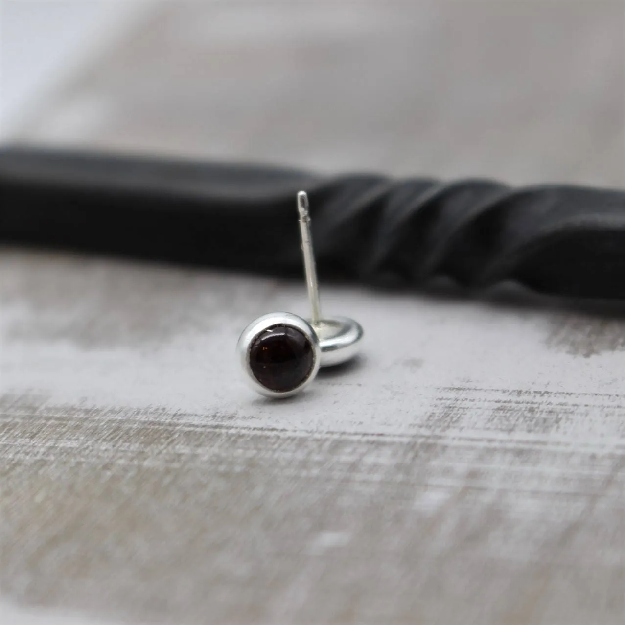 Small Garnet 5mm sterling silver stud earrings