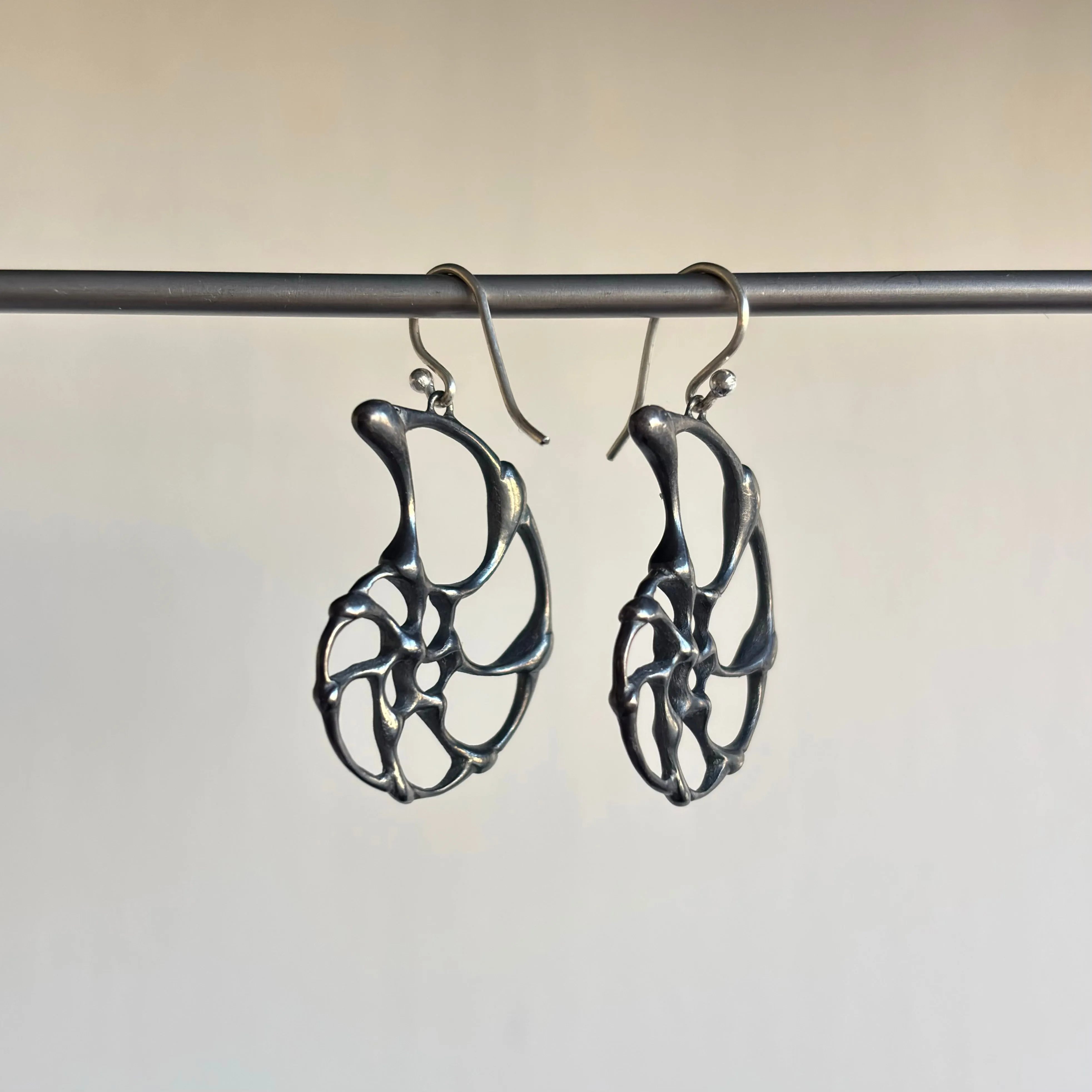 Small Oxidized Silver Ammonite Earrings