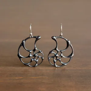 Small Oxidized Silver Ammonite Earrings