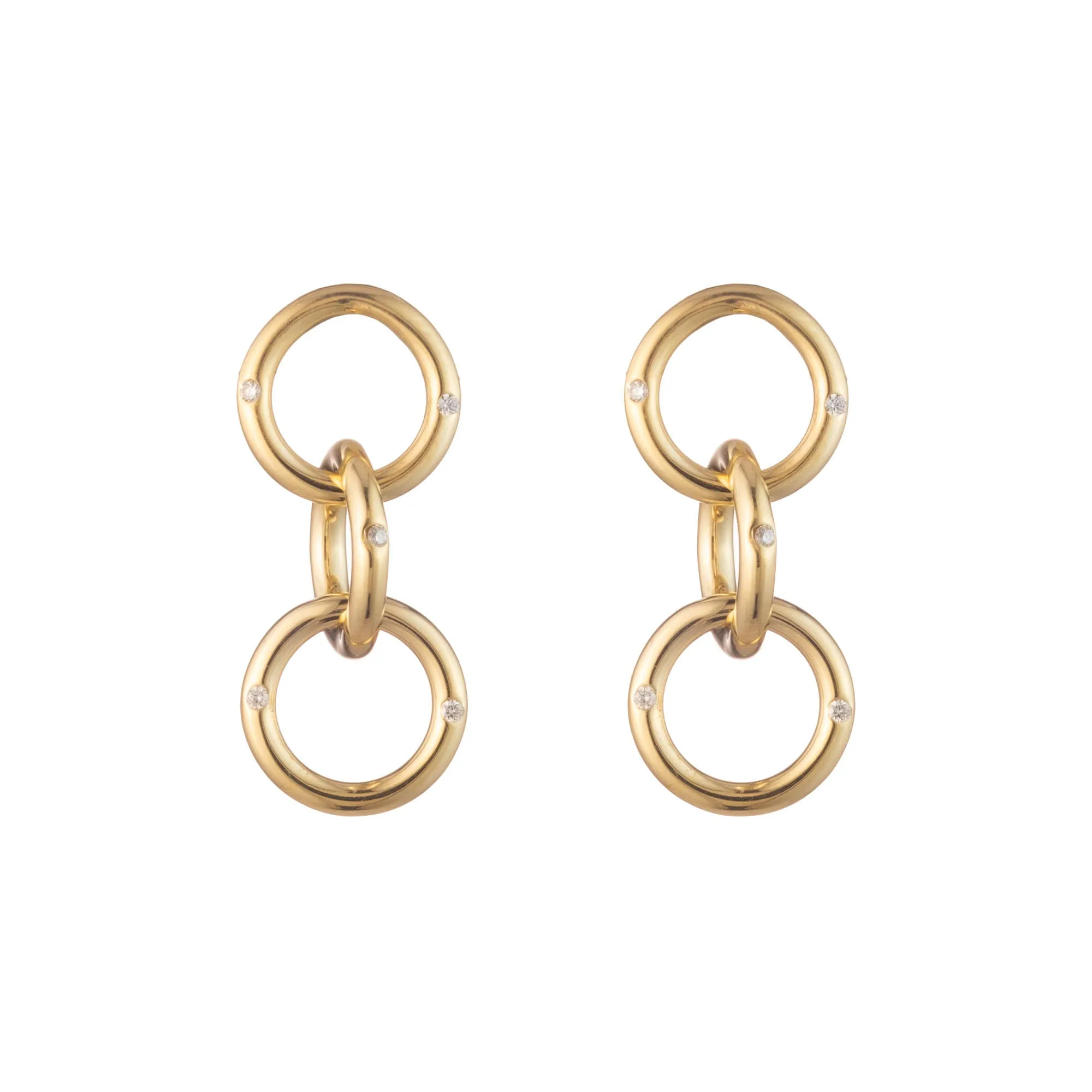 Small Triple Gold & Diamond Hoop Earrings