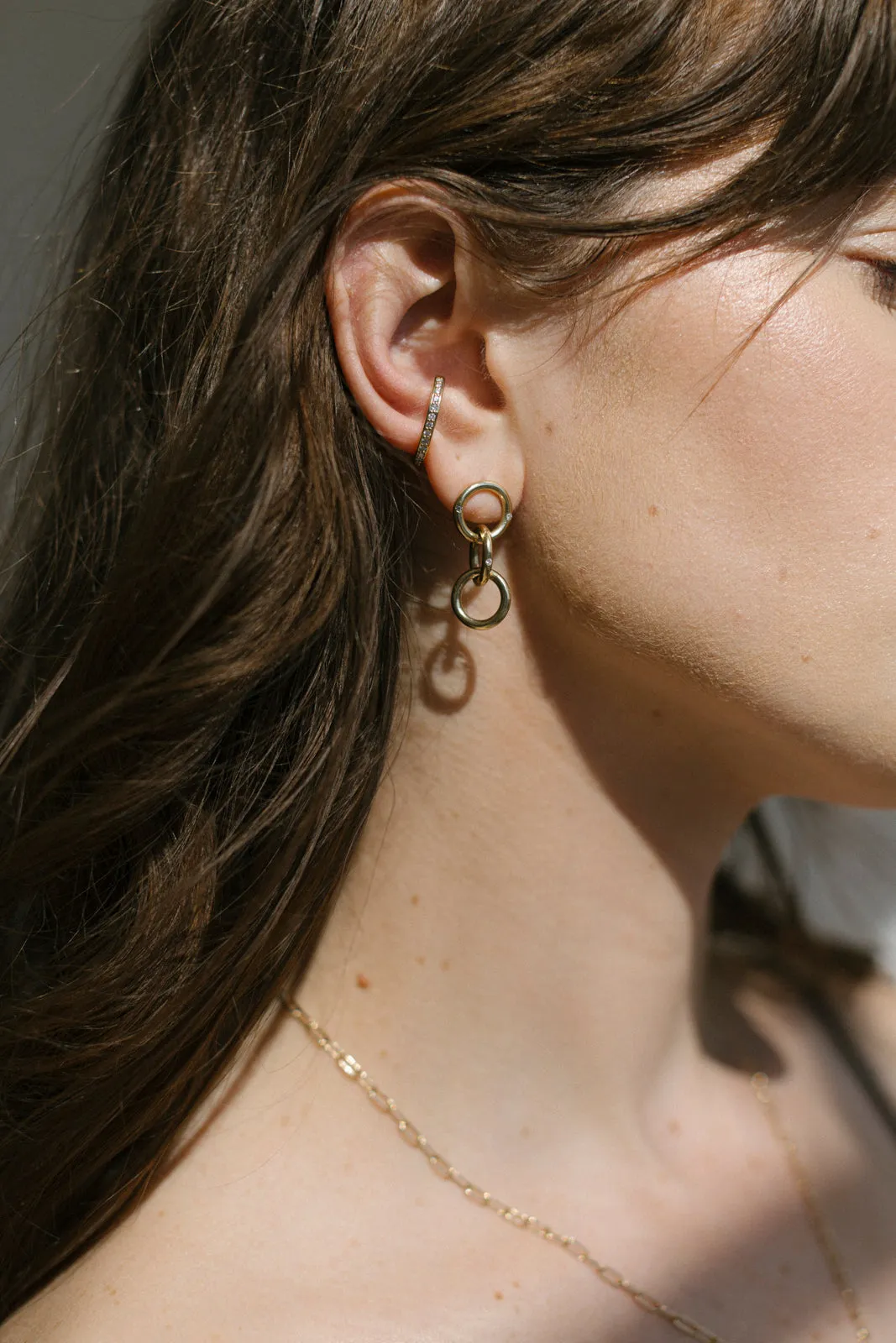 Small Triple Gold & Diamond Hoop Earrings