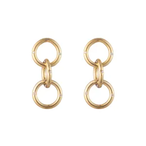 Small Triple Gold & Diamond Hoop Earrings