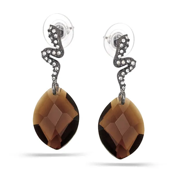 Smokey Crystal Snake Stud Earrings #309HT3101