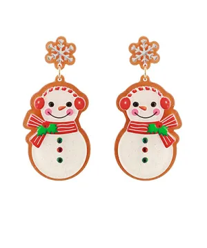 Snowman With Ear Muff Earrings