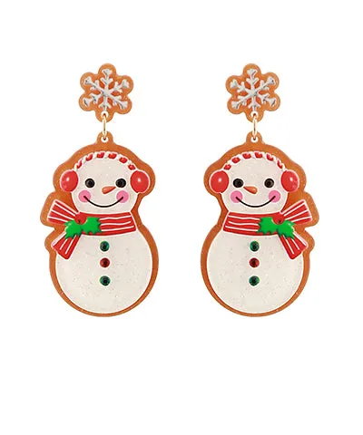 Snowman With Ear Muff Earrings