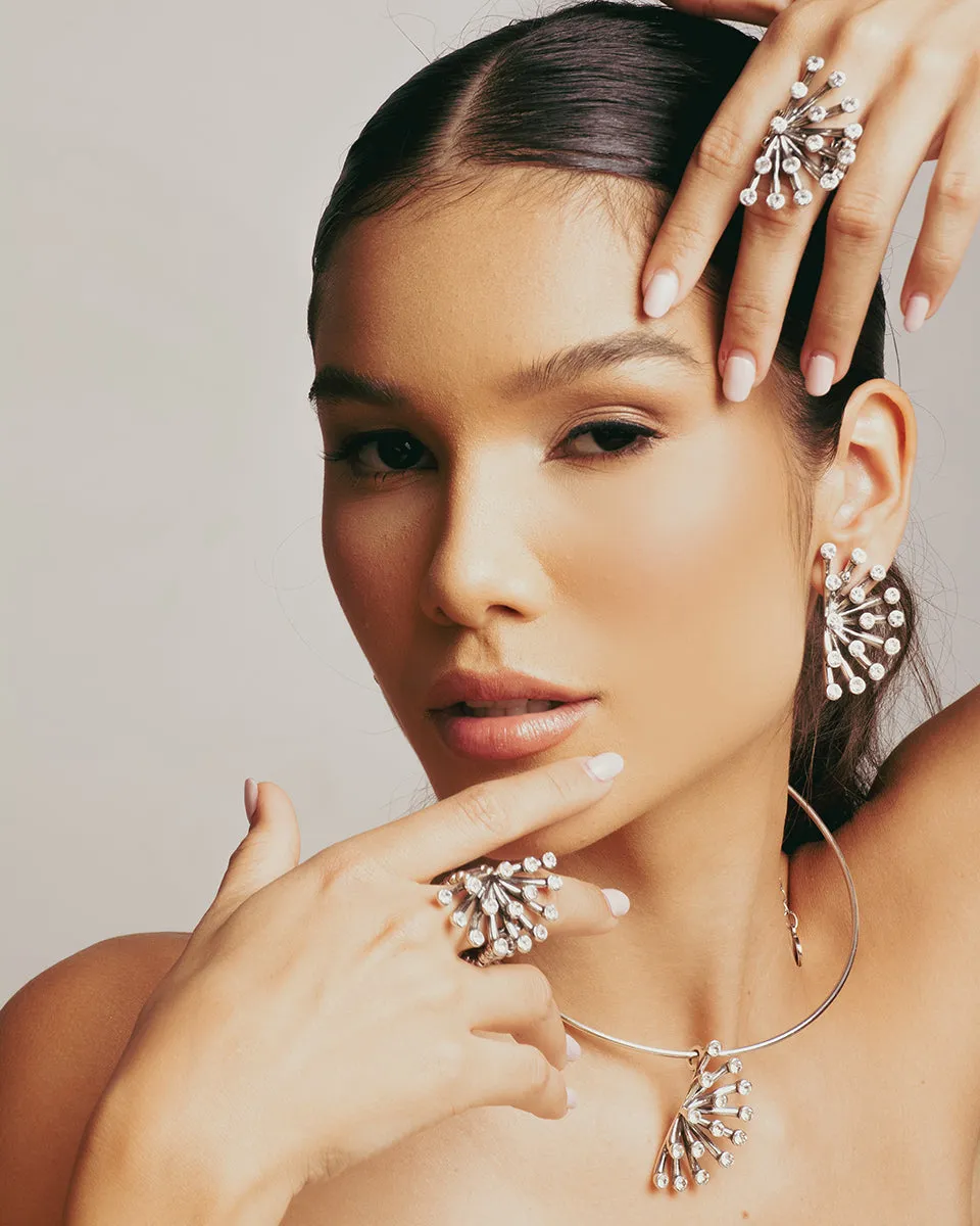 Solar Bloom Crystal Earring - Hypoallergenic