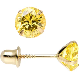 Solid 14kt Yellow Gold .47 Carat Cubic Zirconia November Birthstone Earrings