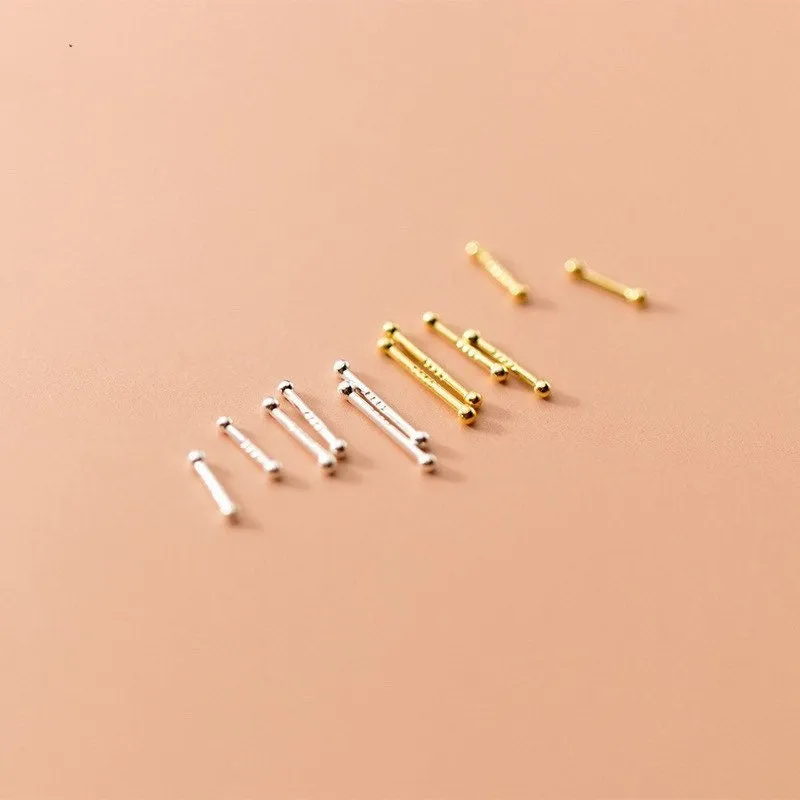 Solid S999 Silver Earrings-Ear Healing Sticks -SS033