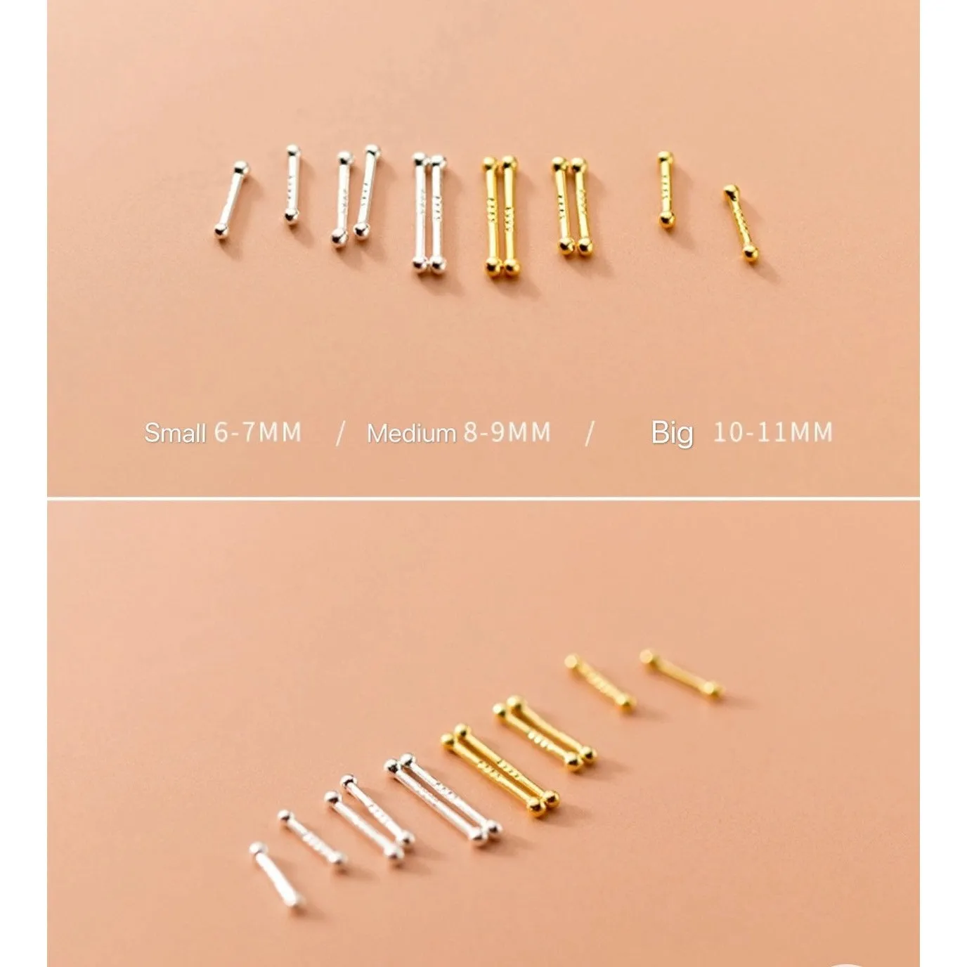 Solid S999 Silver Earrings-Ear Healing Sticks -SS033