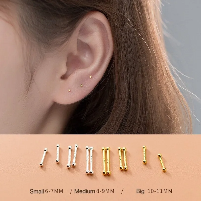 Solid S999 Silver Earrings-Ear Healing Sticks -SS033