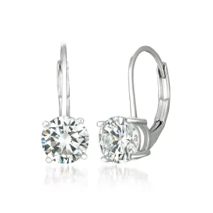 Solitaire Brilliant Cut Leverback Drop Earrings Finished in Pure Platinum SKU: 900224L00CZ
