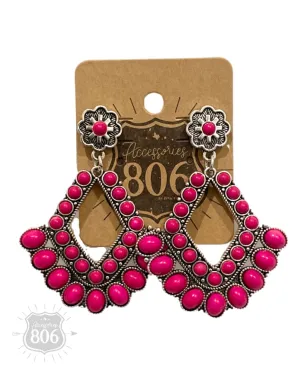 Southwest Pink Diamond-Shape Post Earring