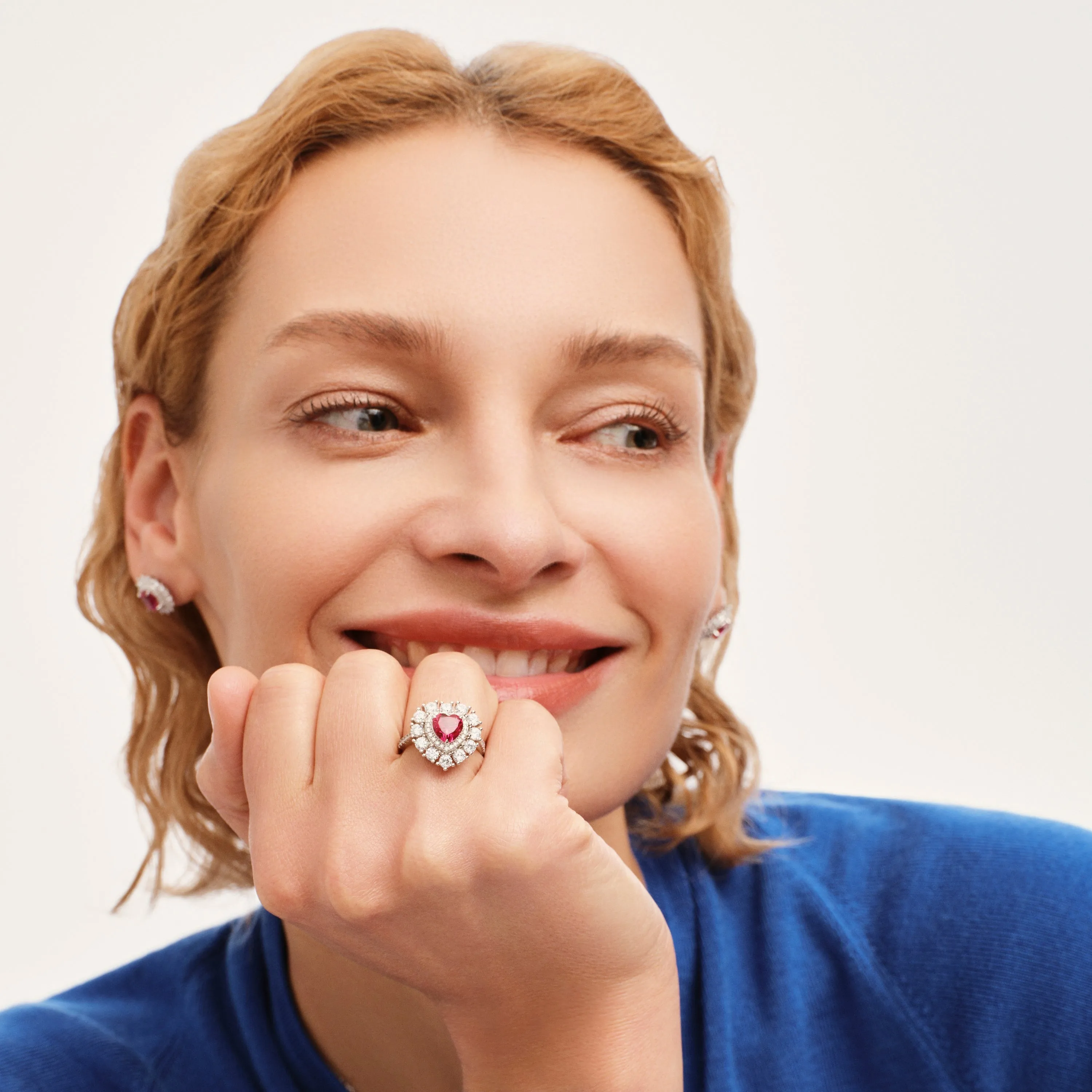 Sparkle Ruby Heart Halo Ring