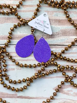 Spirit Teardrop 2.75" Earrings || Purple Glitter