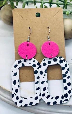 Spotted Cheetah & Neon Pink Jackie O earrings