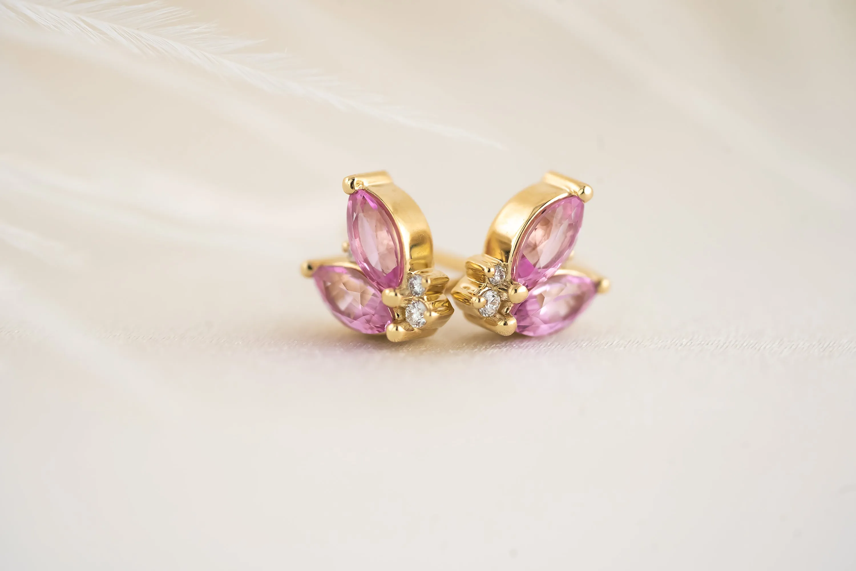 Sprite Stud Earrings | Pink Sapphire
