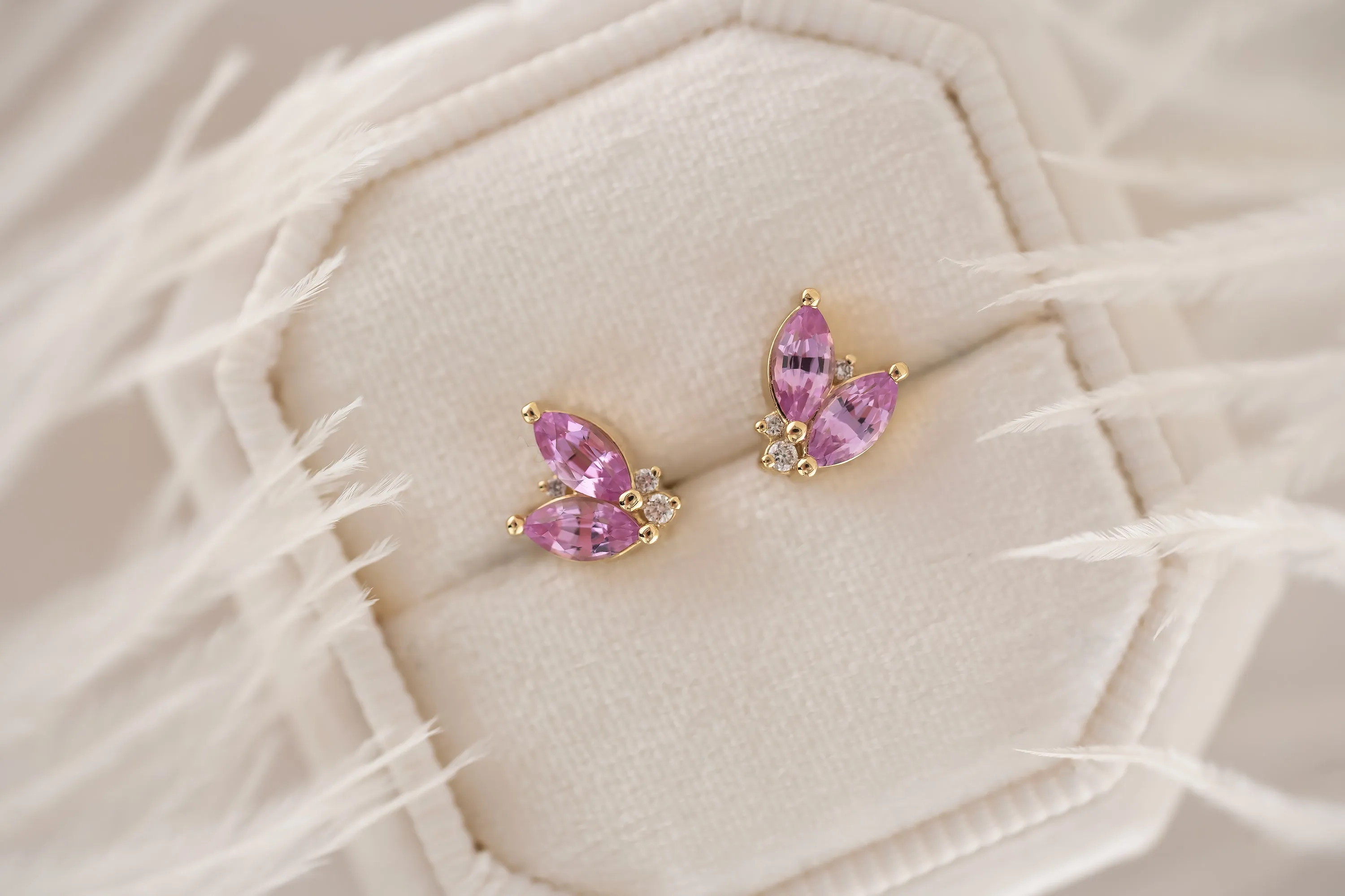 Sprite Stud Earrings | Pink Sapphire