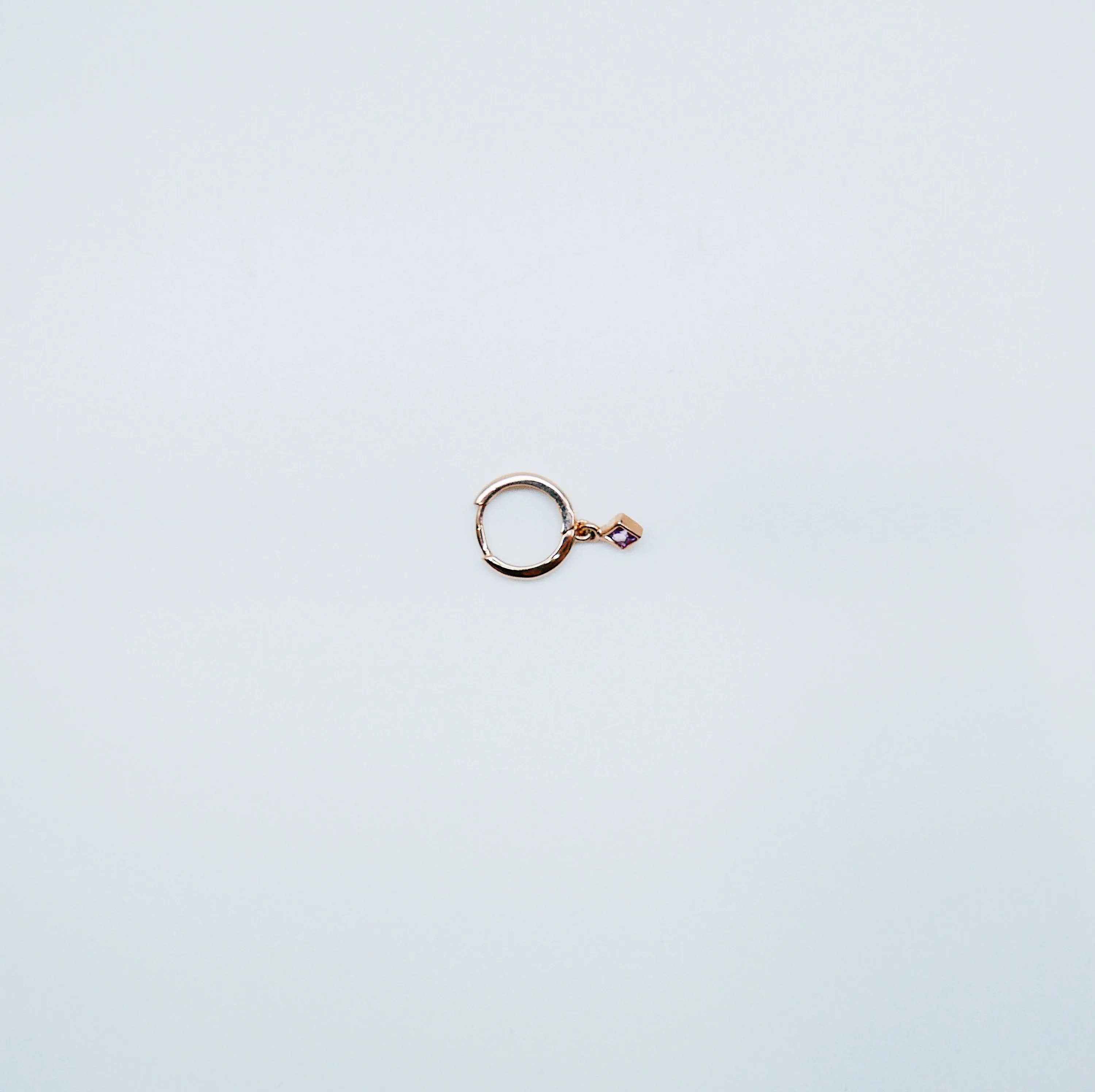Square Bezel Pink Sapphire Hoop