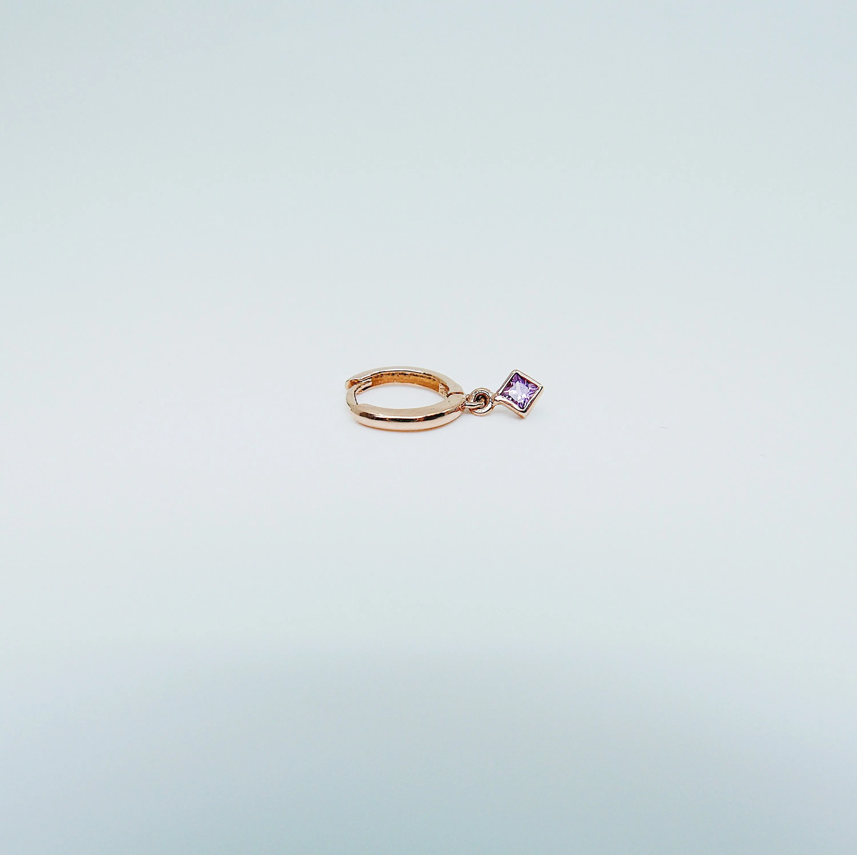 Square Bezel Pink Sapphire Hoop