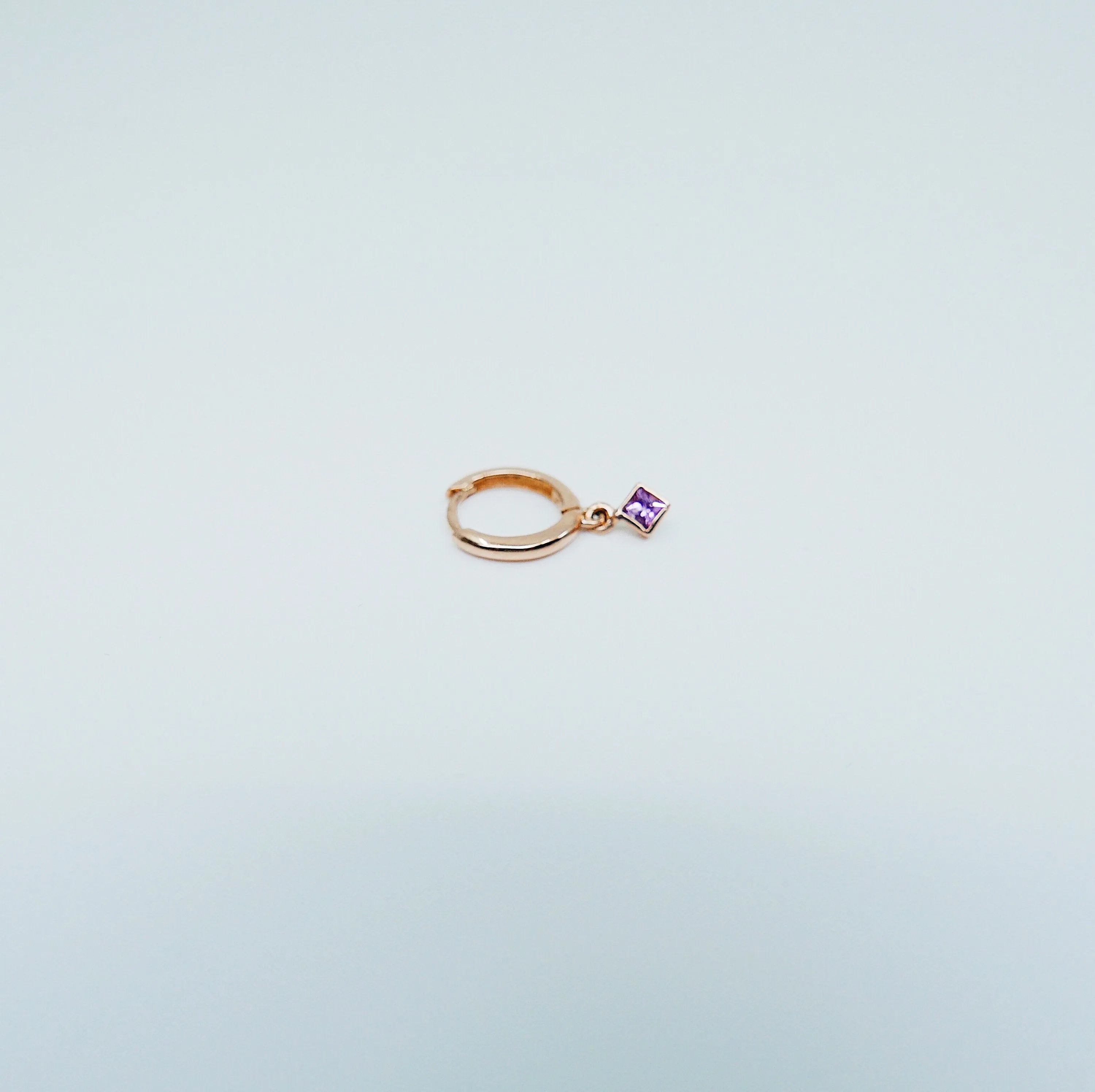 Square Bezel Pink Sapphire Hoop