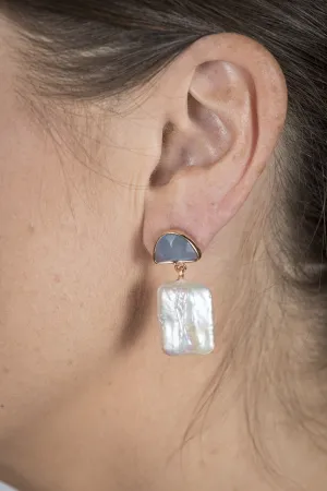 Square Freshwater Pearl Hanging Earring