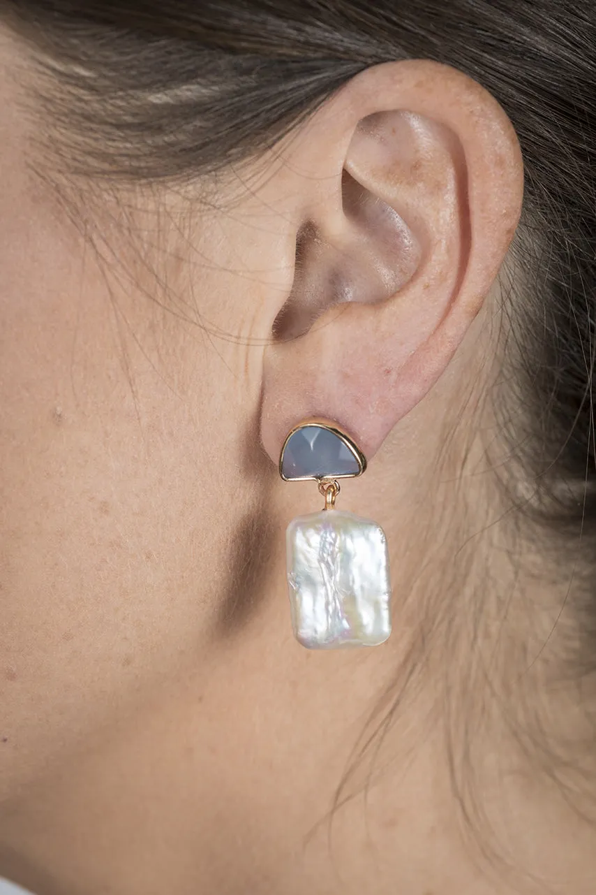 Square Freshwater Pearl Hanging Earring