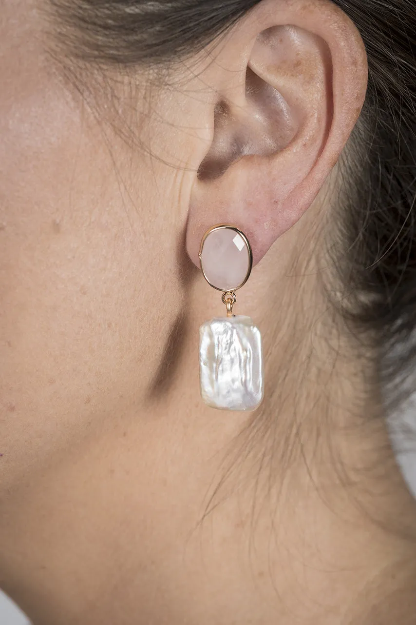 Square Freshwater Pearl Hanging Earring