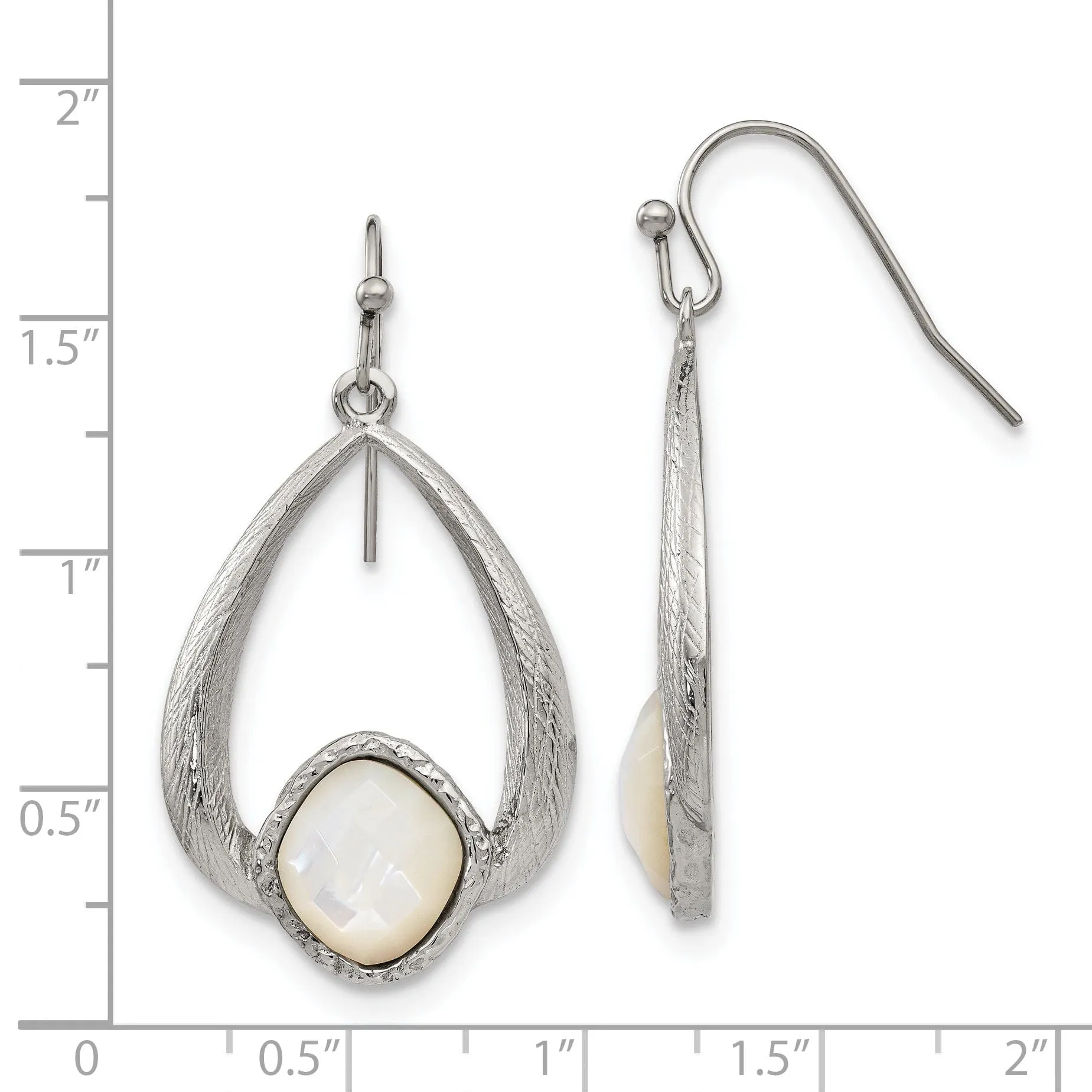 Stainless Steel Texture Mother of Pearl Earrings