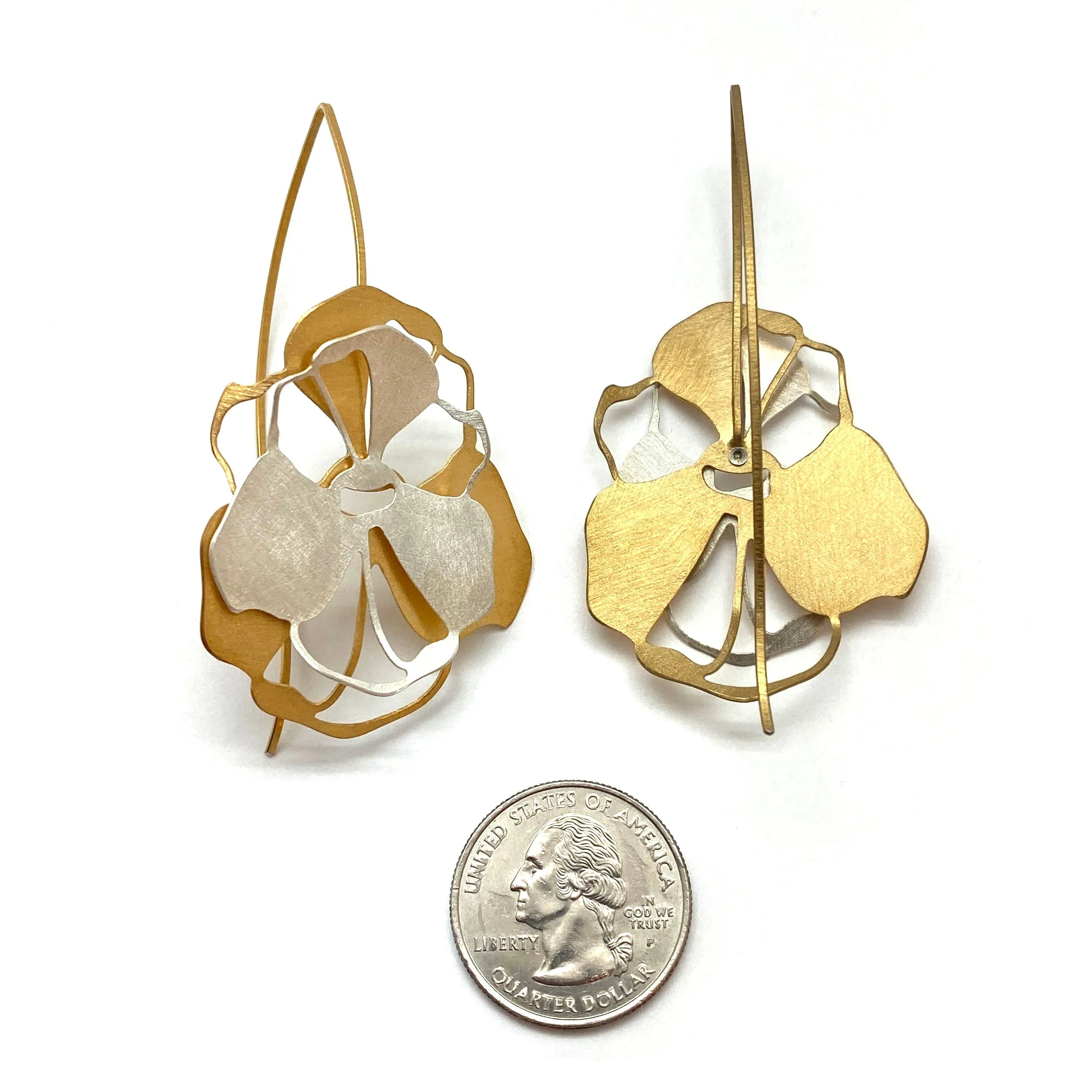 Statement Floral Silver and Gold Drops