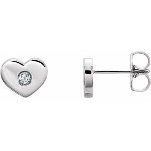 Sterling Silver .06 CTW Diamond Heart Earrings