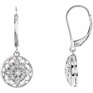 Sterling Silver 1/10 CTW Diamond Lever Back Earrings